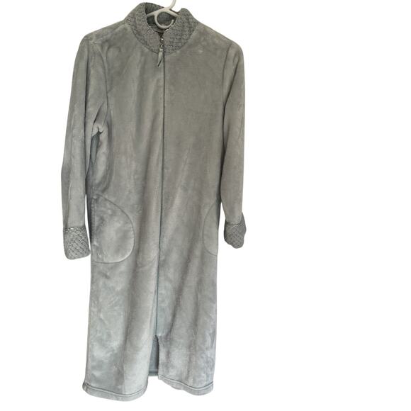 Stan Herman Vtg Women's PS Plush Fleece Soft Long Zip Robe Blue Granny core - Picture 1 of 8
